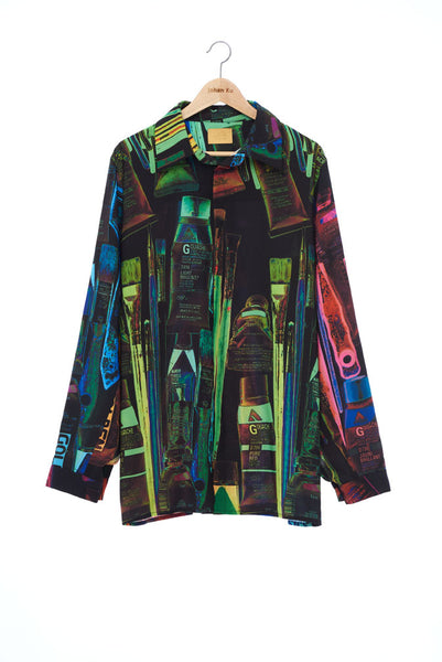 "The Painters" Collection- Painting Tools Black Pop Printed Shirt