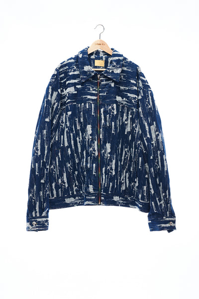 Sean Collection- BPM Inspired Damaged Jacquard Over-sized Jeans Jacket