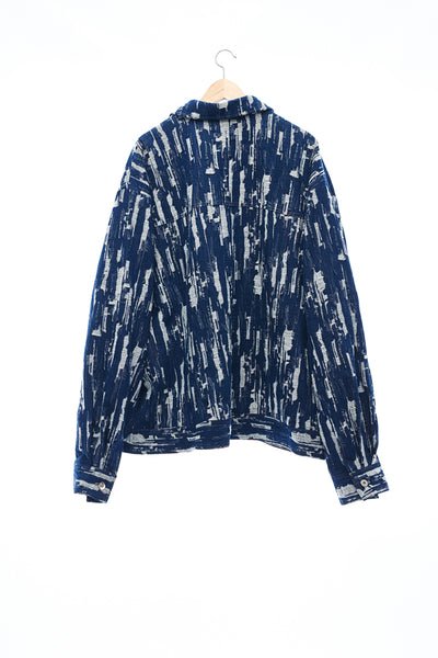Sean Collection- BPM Inspired Damaged Jacquard Over-sized Jeans Jacket