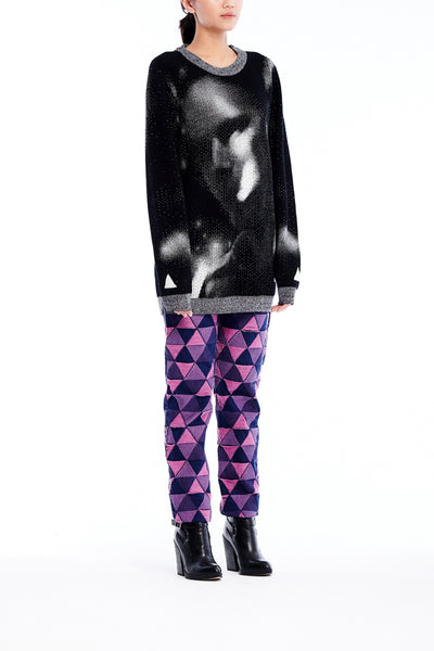 Sean Collection- BPM Image Graphic Jacquard Knitwear- B/W