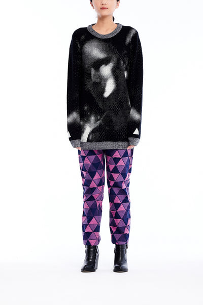 Sean Collection- BPM Image Graphic Jacquard Knitwear- B/W