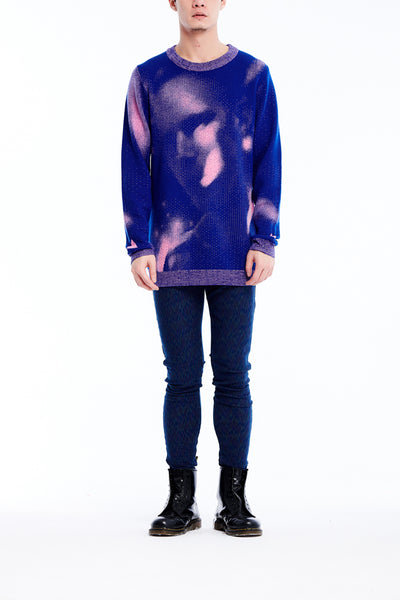 Sean Collection- BPM Image Graphic Jacquard Knitwear- Blue/Pink