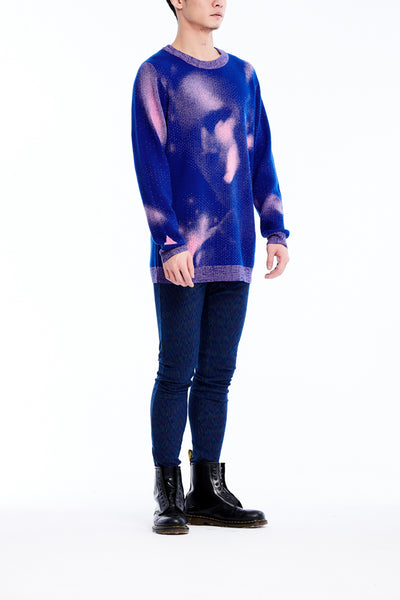 Sean Collection- BPM Image Graphic Jacquard Knitwear- Blue/Pink