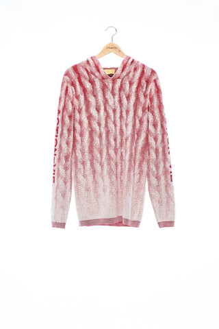 Sean Collection- Chunky Knitting Graphic Jacquard Knitted Hoodie- Red/White