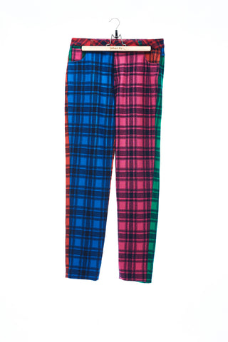 Sean Collection- Rainbow Image Colour Contrast Knitted Jacquard Tartan Trouser