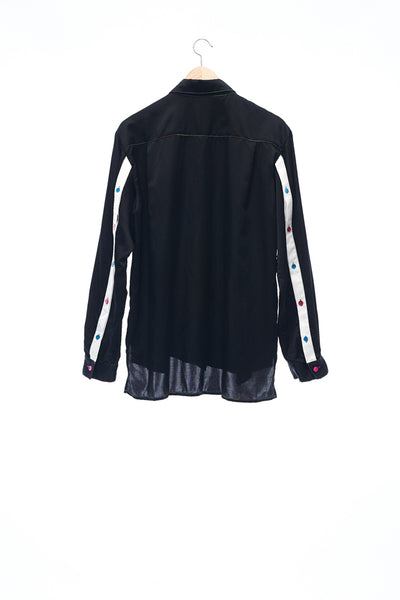 Sean Collection- Silk/Cotton Asymmetric Cutting Shirt- Black