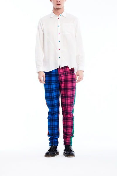 Sean Collection- Silk/Cotton Asymmetric Cutting Shirt- White