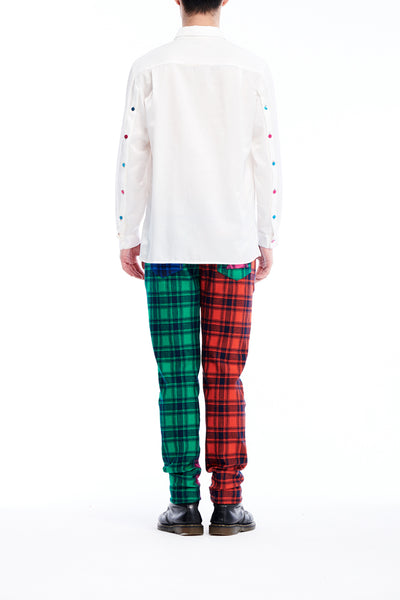 Sean Collection- Silk/Cotton Asymmetric Cutting Shirt- White