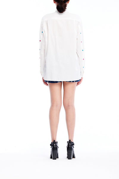 Sean Collection- Silk/Cotton Asymmetric Cutting Shirt- White