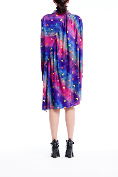 Sean Collection- Asymmetric Cutting Printed Short Dress- Rainbow Triangle Dots/Full Colour