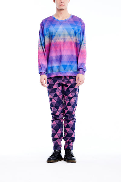 Sean Collection- BPM Inspired Triangle Graphic Full Print Sweatshirt