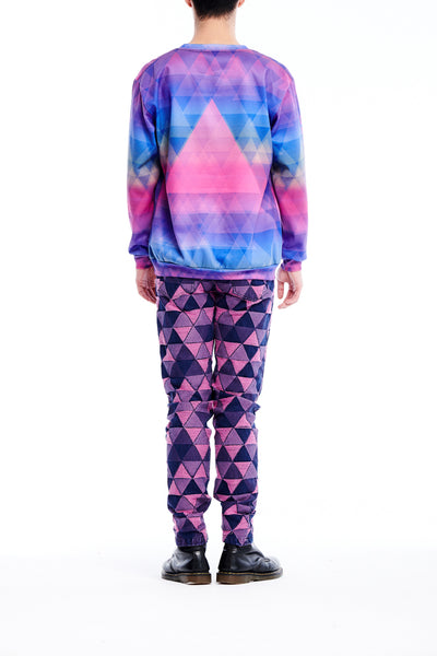 Sean Collection- BPM Inspired Triangle Graphic Full Print Sweatshirt