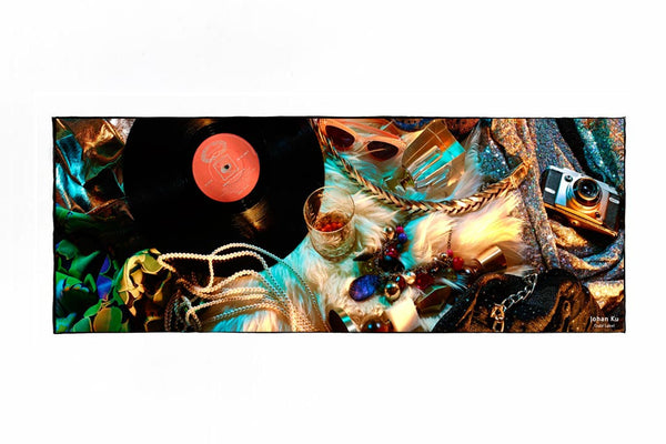 Slade Collection - Velvet Goldmine Inspired Silk Chiffon Printed Long Scarf - Johan Ku Shop