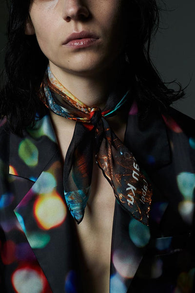 Slade Collection- Velvet Goldmine Inspired Silk Chiffon Printed Square Scarf - Johan Ku Shop