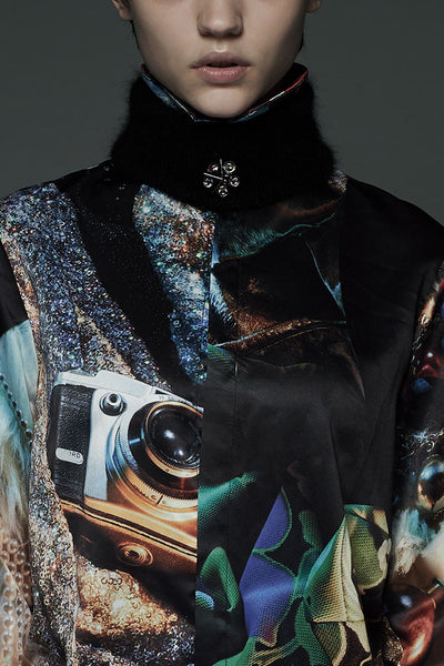 Slade Collection- Angora Hair with Rivet Detailed Snood - Johan Ku Shop