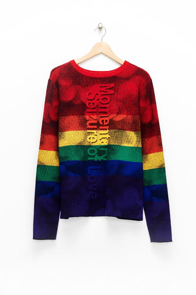 Slade Collection- Rainbow Colour Knitted Sparkle Dots Jacquard Top - Johan Ku Shop