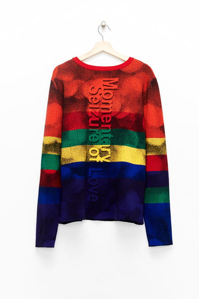 Slade Collection- Rainbow Colour Knitted Sparkle Dots Jacquard Top - Johan Ku Shop