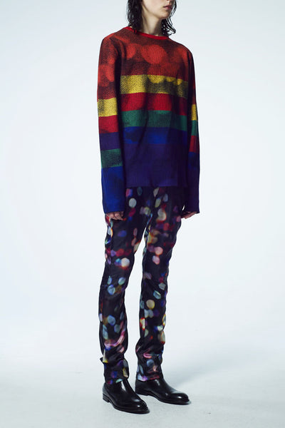Slade Collection- Rainbow Colour Knitted Sparkle Dots Jacquard Top - Johan Ku Shop