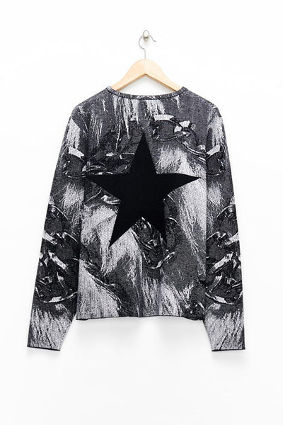 Slade Collection- Knitted Chain and Fur Jacquard Top - Johan Ku Shop