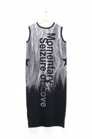 Slade Collection- Fur and Slogan Knitted Jacquard Long Vest Top - Johan Ku Shop