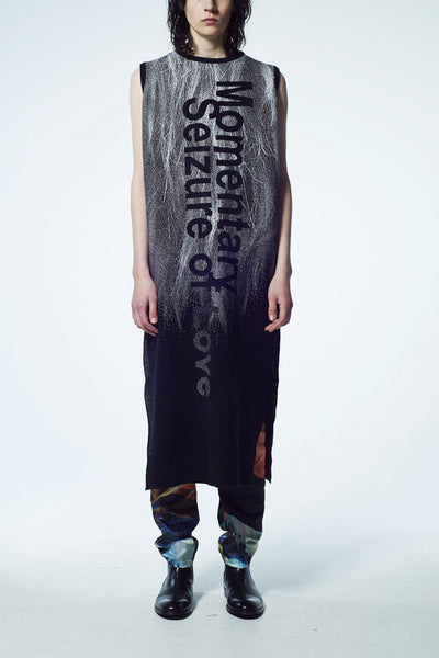 Slade Collection- Fur and Slogan Knitted Jacquard Long Vest Top - Johan Ku Shop