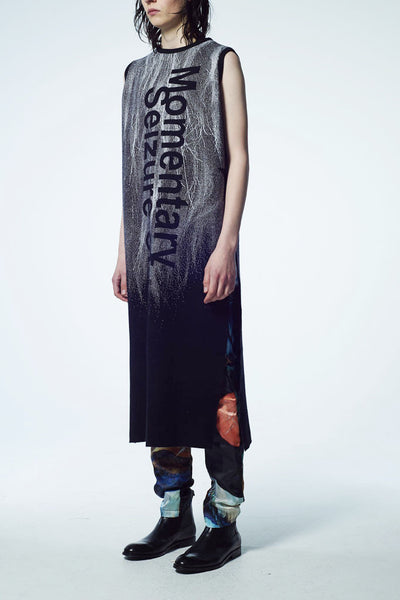 Slade Collection- Fur and Slogan Knitted Jacquard Long Vest Top - Johan Ku Shop