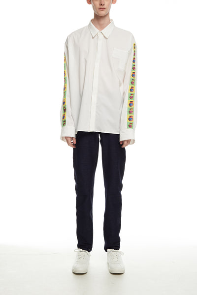 Andy Collection- Over-sized Pop Art Graphic Sleeve White Shirt - Johan Ku Shop