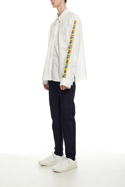 Andy Collection- Over-sized Pop Art Graphic Sleeve White Shirt - Johan Ku Shop