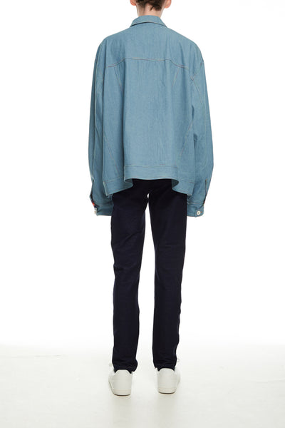 Andy Collection- Rainbow Detailed Over-sized Jeans Jacket-Light Blue - Johan Ku Shop
