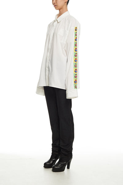 Andy Collection- Over-sized Pop Art Graphic Sleeve White Shirt - Johan Ku Shop