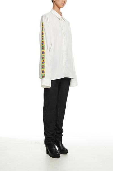 Andy Collection- Over-sized Pop Art Graphic Sleeve White Shirt - Johan Ku Shop