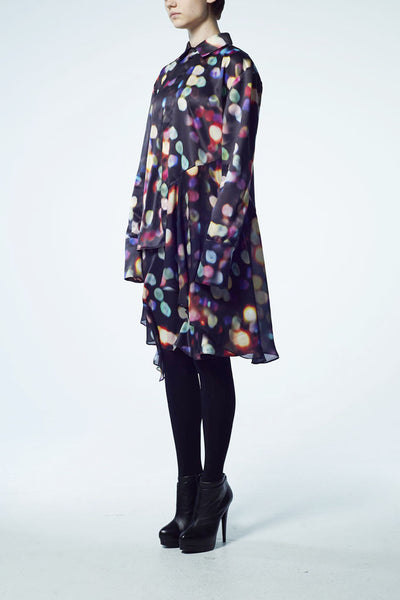 Slade Collection- Velvet Goldmine Inspired Asymmetry Printed Dots Shirt - Johan Ku Shop