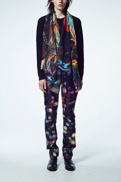 Slade Collection - Velvet Goldmine Inspired Silk Chiffon Printed Long Scarf - Johan Ku Shop