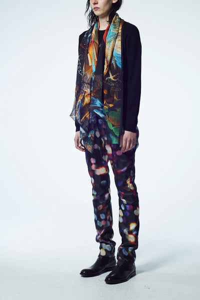 Slade Collection - Velvet Goldmine Inspired Silk Chiffon Printed Long Scarf - Johan Ku Shop