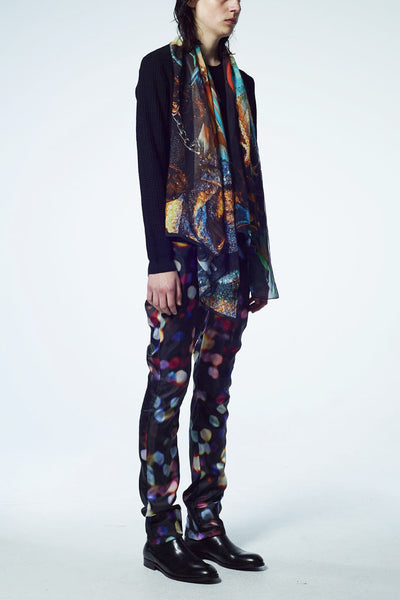 Slade Collection - Velvet Goldmine Inspired Silk Chiffon Printed Long Scarf - Johan Ku Shop